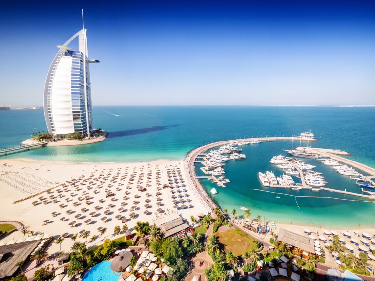 Dubai beach resort and ocean